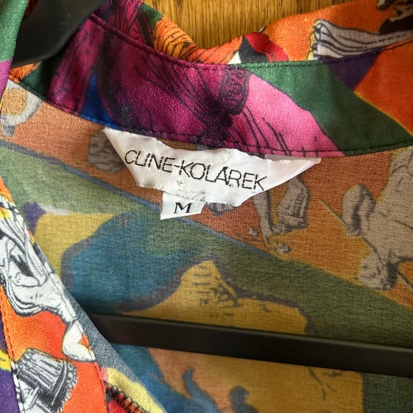 VINTAGE CLINE-KOLAREK SHIRT IN GREEK BAROQUE VERSACE PRINT - Picture 2 of 5